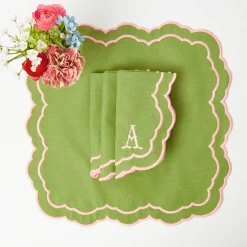 Valérie Green & Pink Napkins (Set of 4)