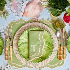Valérie Green & Pink Napkins (Set of 4)
