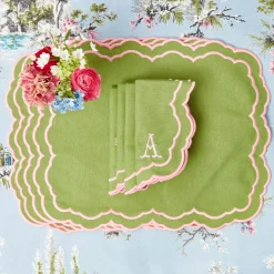 Valérie Green & Pink Placemats & Napkins (Set of 4)