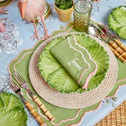 Valérie Green & Pink Placemats & Napkins (Set of 4)