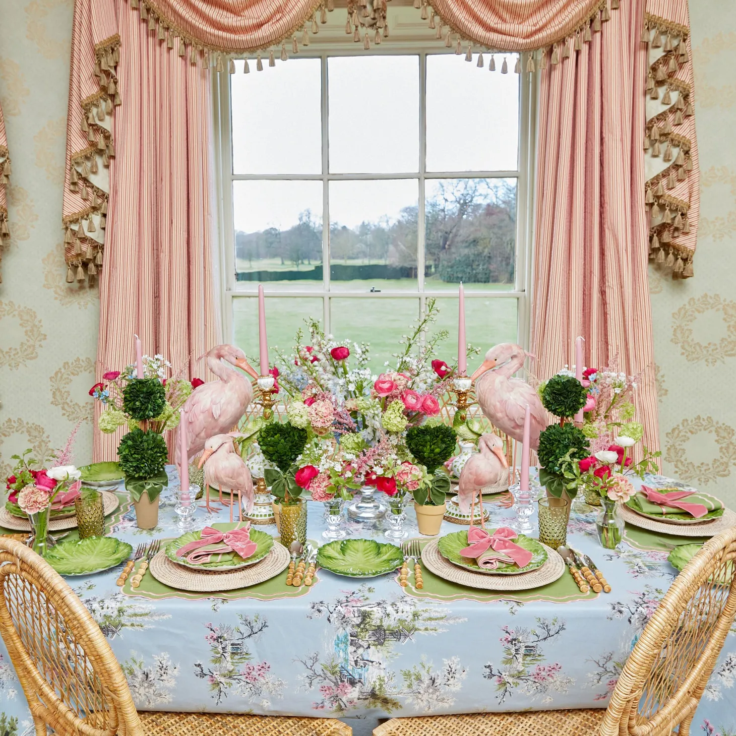 Valérie Green & Pink Placemats & Napkins (Set of 4)