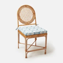 Vivienne Rattan Chair with Ikat Seat Pad Cushion