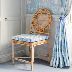 Vivienne Rattan Chair with Ikat Seat Pad Cushion