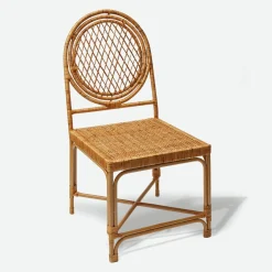 Vivienne Rattan Chair with Ikat Seat Pad Cushion
