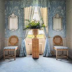 Vivienne Rattan Chair with Ikat Seat Pad Cushion