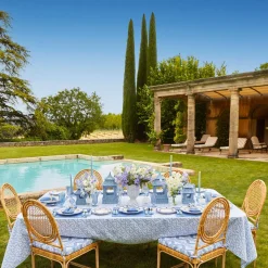 Vivienne Rattan Chair with Ikat Seat Pad Cushion