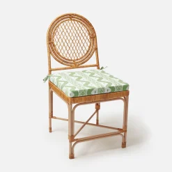 Vivienne Rattan Chair with Ikat Seat Pad Cushion