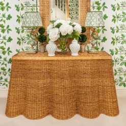 Vivienne Rattan Scalloped Console Table