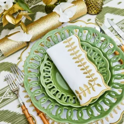 White & Gold Laurel Napkins (Set of 4)