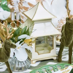 White & Gold Pagoda Lantern Set