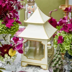 White & Gold Pagoda Lantern Set