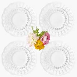 White Lace Dinner & Starter Plates (Set of 8)
