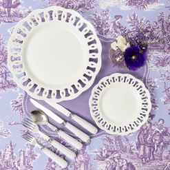 White Lace Dinner & Starter Plates (Set of 8)