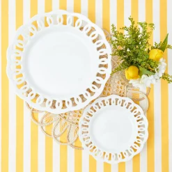 White Lace Dinner & Starter Plates (Set of 8)