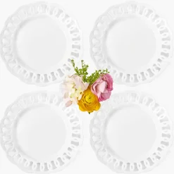 White Lace Dinner Plates (Set of 4)