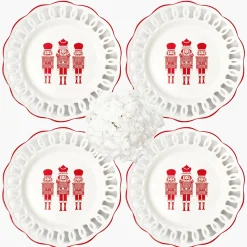 White Lace Nutcracker Dinner Plates (Set of 4)