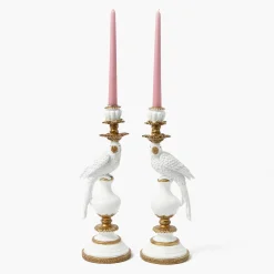 White Parrot Candle Holder (Pair)