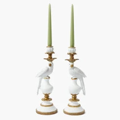 White Parrot Candle Holder (Pair)