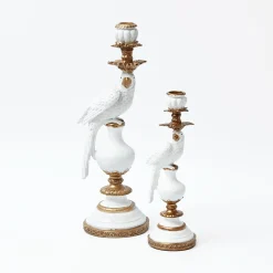 White Parrot Candle Holder (Pair)