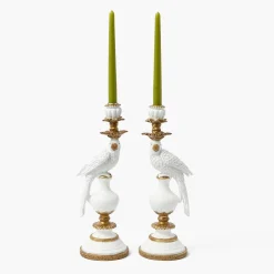 White Parrot Candle Holder (Pair)