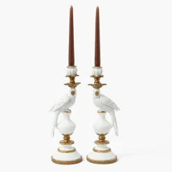 White Parrot Candle Holder (Pair)