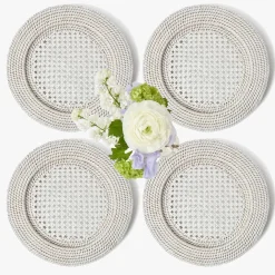 White Rattan Charger Plates (Set of 4)