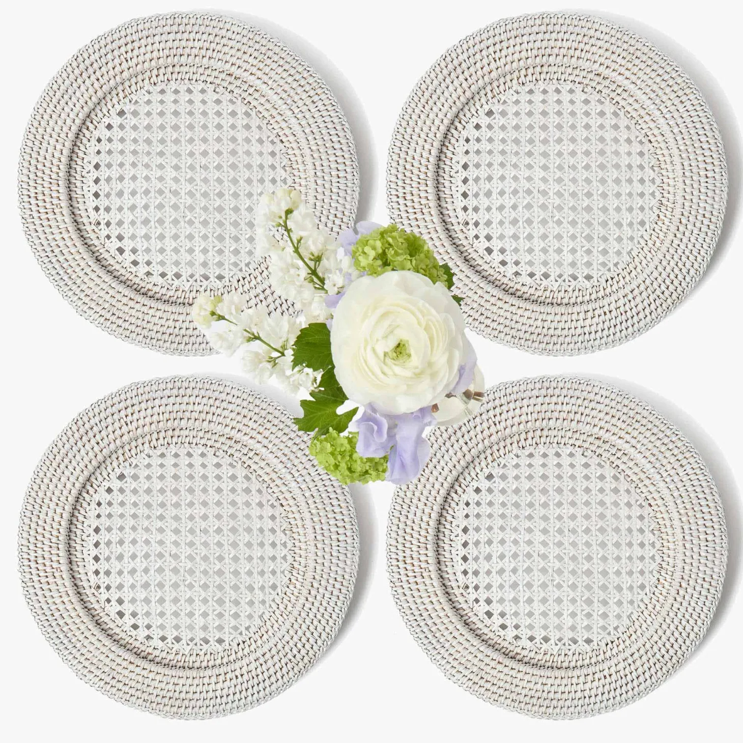 White Rattan Charger Plates (Set of 4)