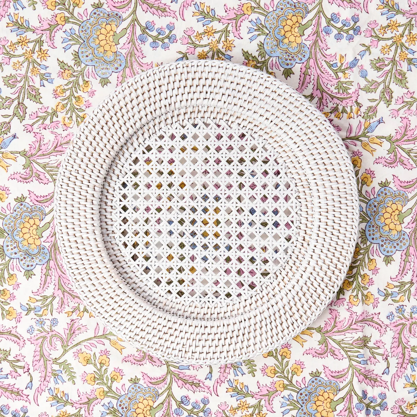 White Rattan Charger Plates (Set of 4)