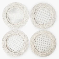 White Rattan Charger Plates (Set of 4)