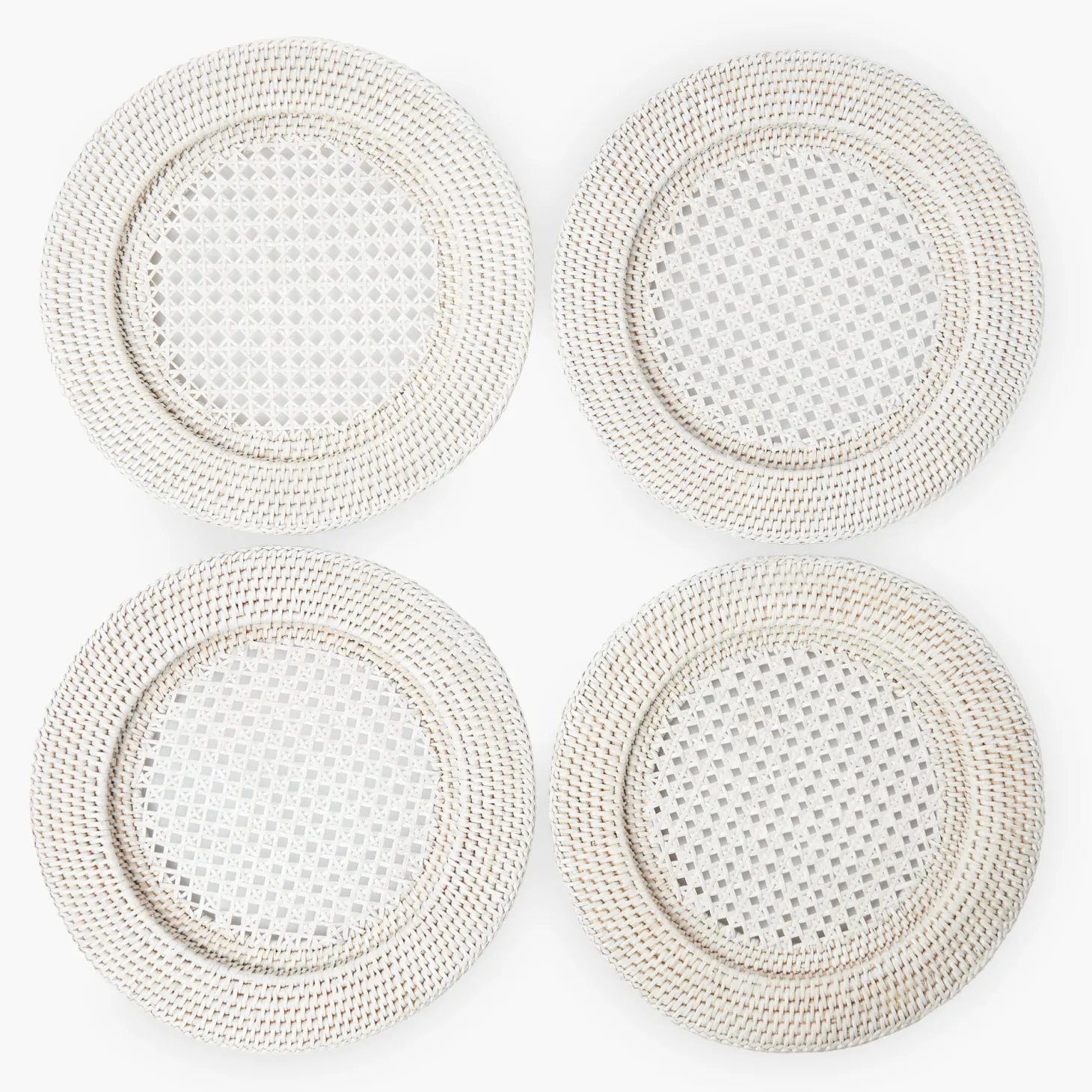White Rattan Charger Plates (Set of 4)