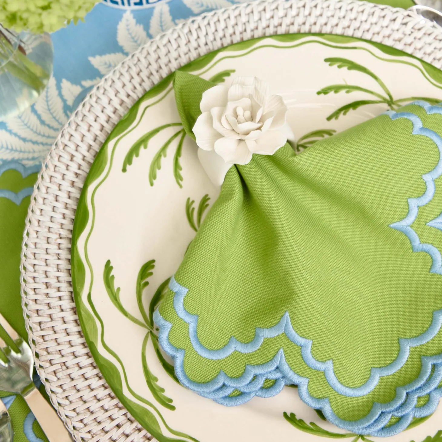 White Rattan Charger Plates (Set of 4)