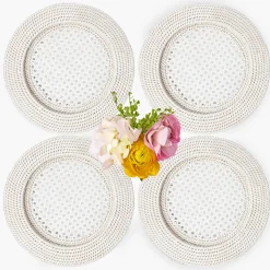 White Rattan Charger Plates (Set of 4)