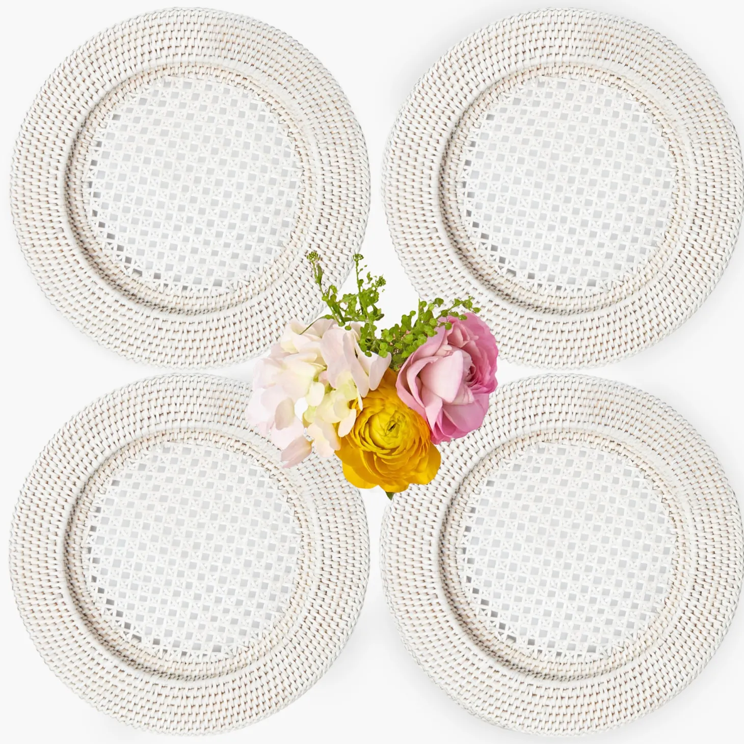 White Rattan Charger Plates (Set of 4)