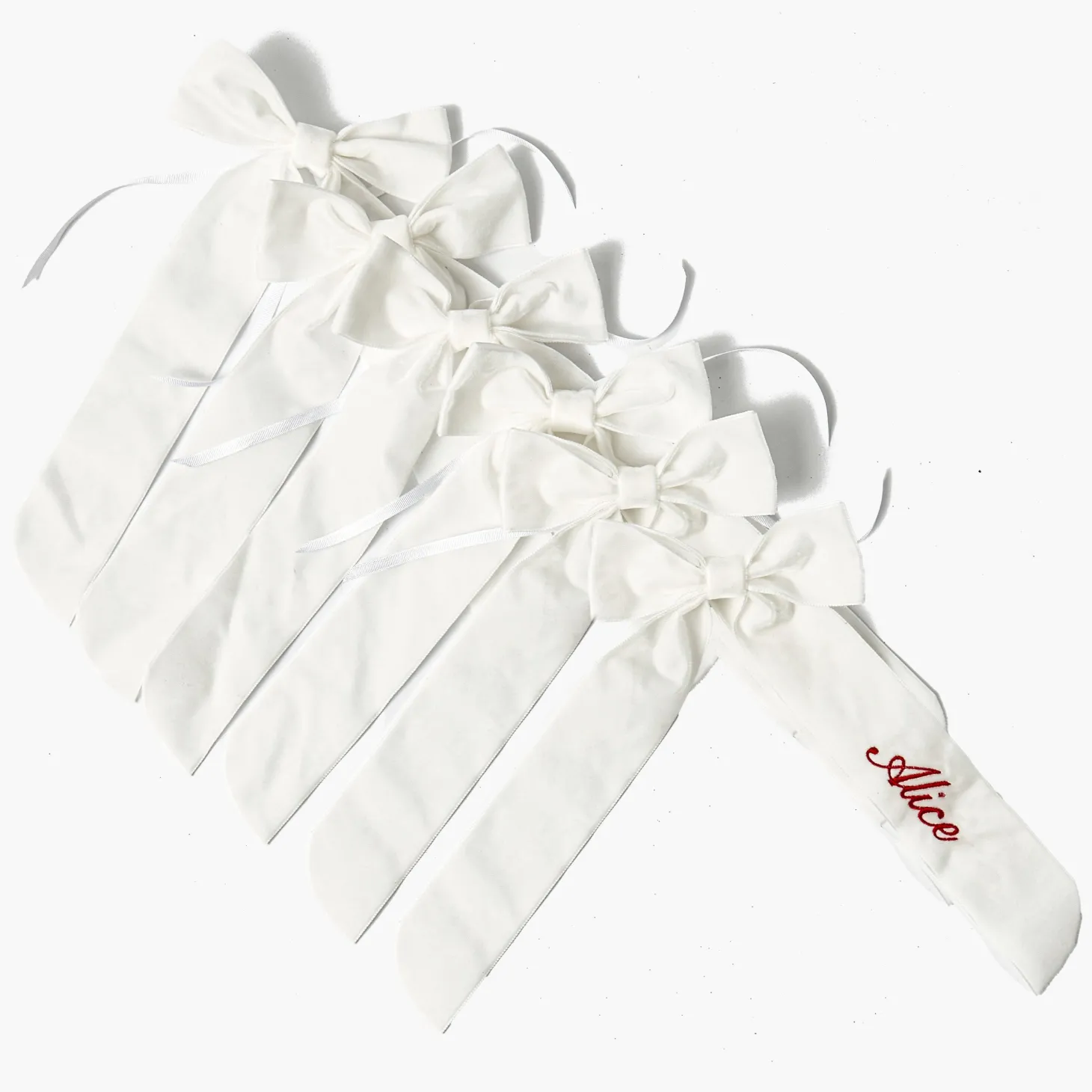 White Velvet Christmas Tree Bows (Set of 6)