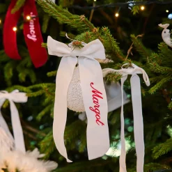 White Velvet Christmas Tree Bows (Set of 6)