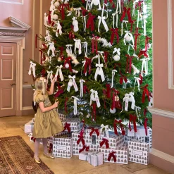 White Velvet Christmas Tree Bows (Set of 6)