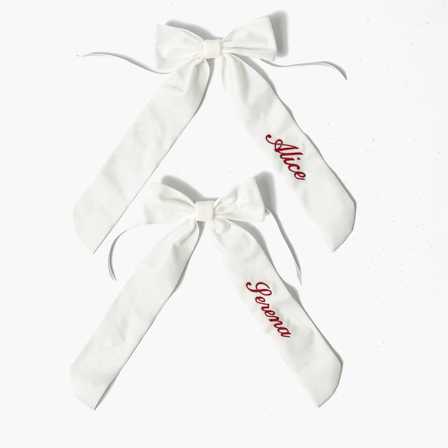 White Velvet Christmas Tree Bows (Set of 6)