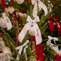 White Velvet Christmas Tree Bows (Set of 6)