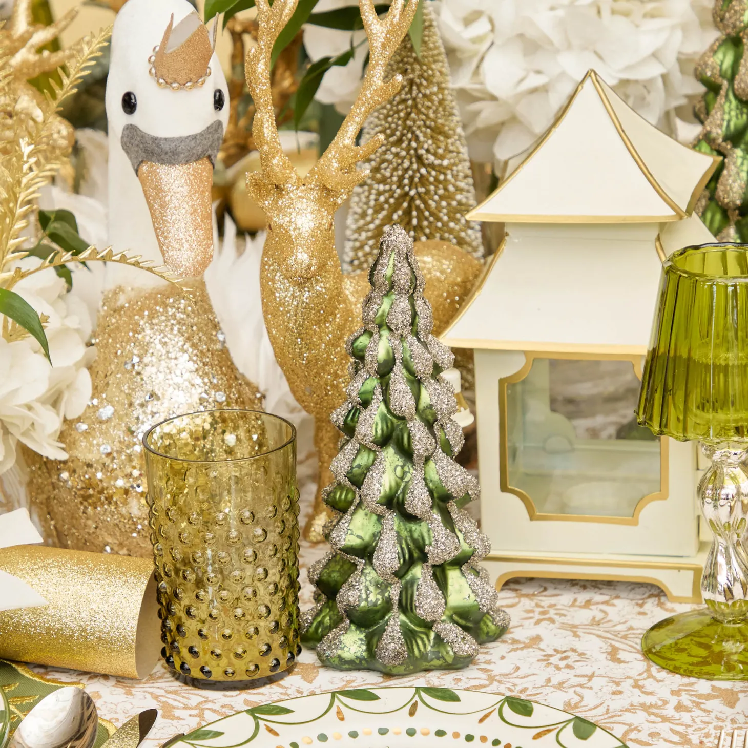White With Gold Mini Pagoda Lantern (Pair)