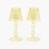 Yellow Glass Lantern Tea Light Holder (Pair) - 18cm