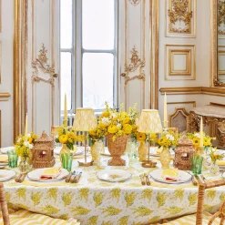 Yellow Glass Lantern Tea Light Holder (Pair) - 18cm