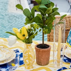 Yellow Hand Painted Tole Bud Vases (Set of 3)