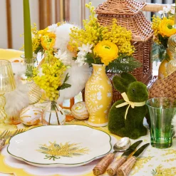 Yellow Hand Painted Tole Bud Vases (Set of 3)